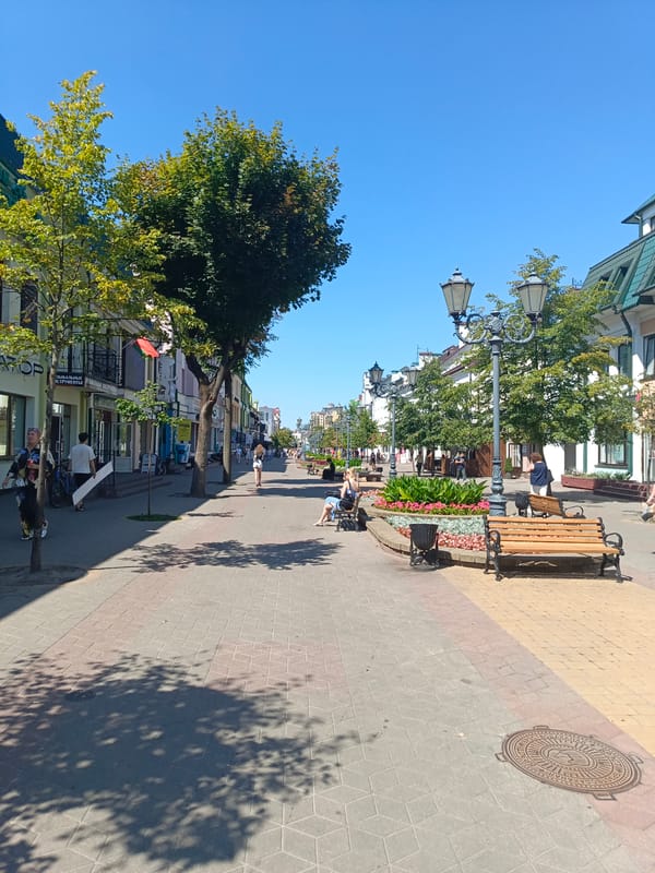 Monuments, streets, and a giant donut in Brest, Belarus