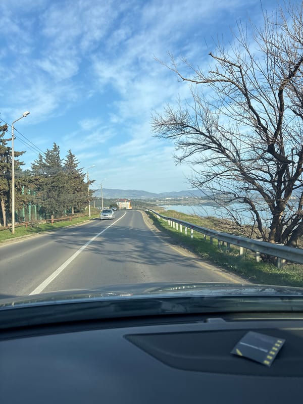 Driver captures sunny road view in Tbilisi