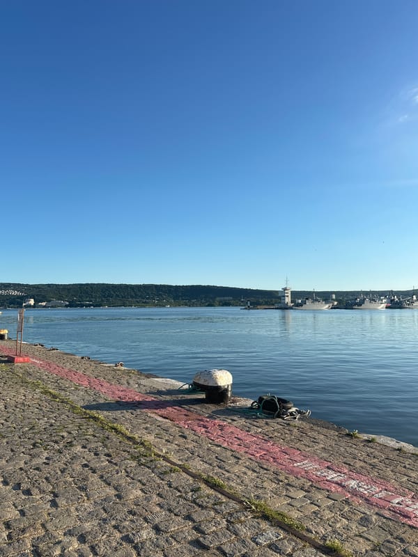 Harbor walkthrough during golden hour with boats and breakwater