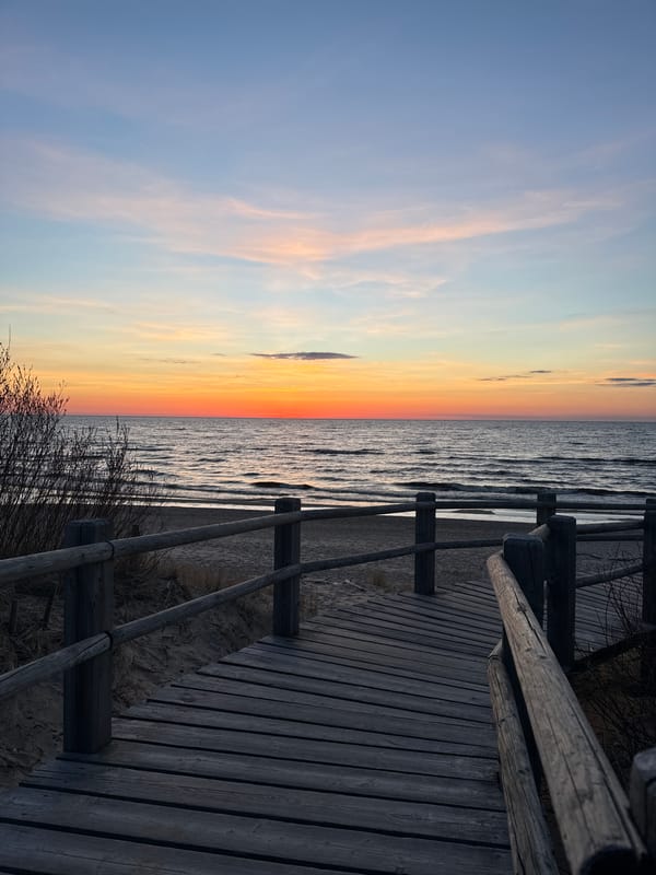 Sunset captured at Riga beach boardwalk
