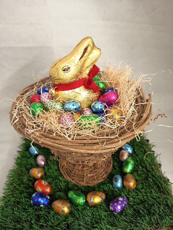 Easter chocolate display photographed in Swiss village Friday morning