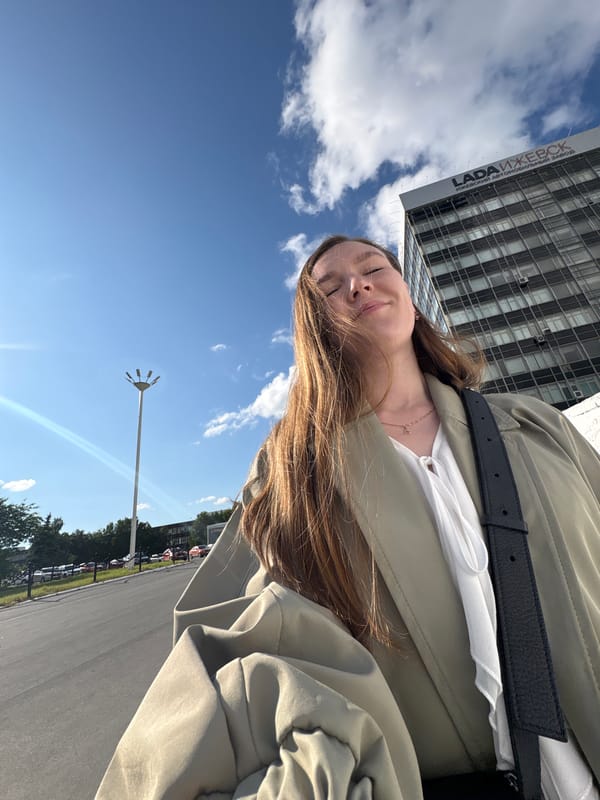 Woman photographed on sunny afternoon in Izhevsk, Russia