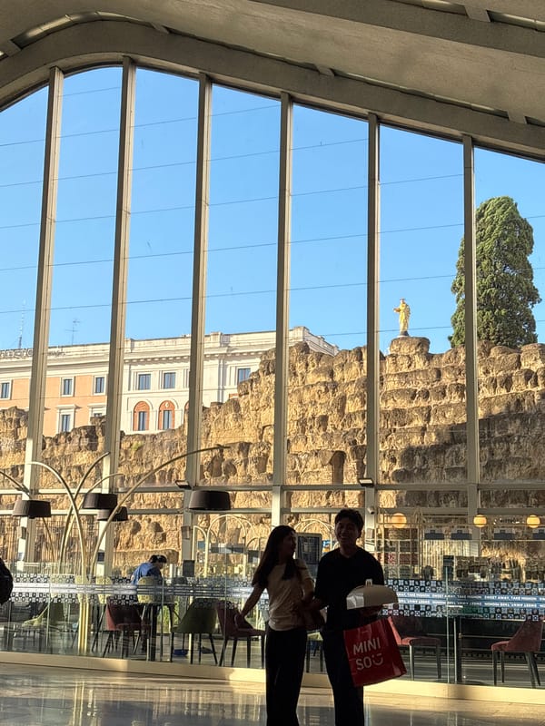 Tourist documents afternoon journey through Rome dining and transit locations