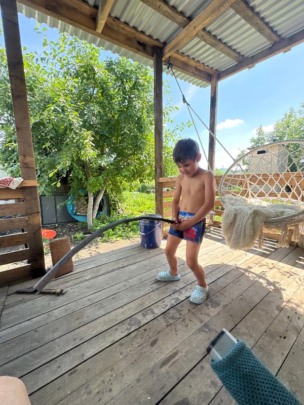 Backyard pool day in Shchuchinsk, Kazakhstan
