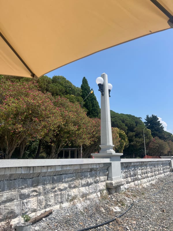 Sunny day on the Sokhumi embankment in Abkhazia