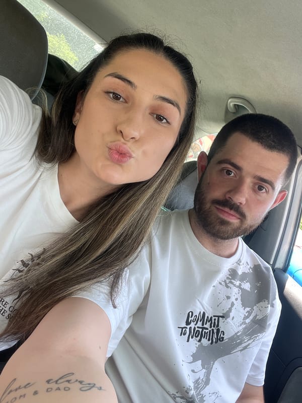Two people take selfie in vehicle, Plovdiv Bulgaria