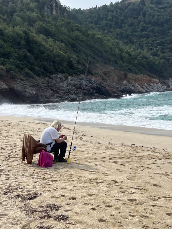 Early morning beach activities captured at Cleopatra Beach, Alanya