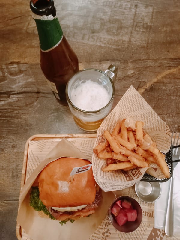 Burger meal documented at Nha Trang restaurant
