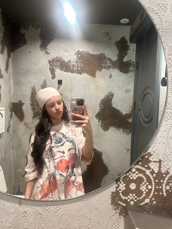 Woman takes mirror selfies in Yerevan restroom