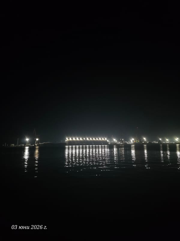 Evening lights illuminate Burgas waterfront and harbor walkways