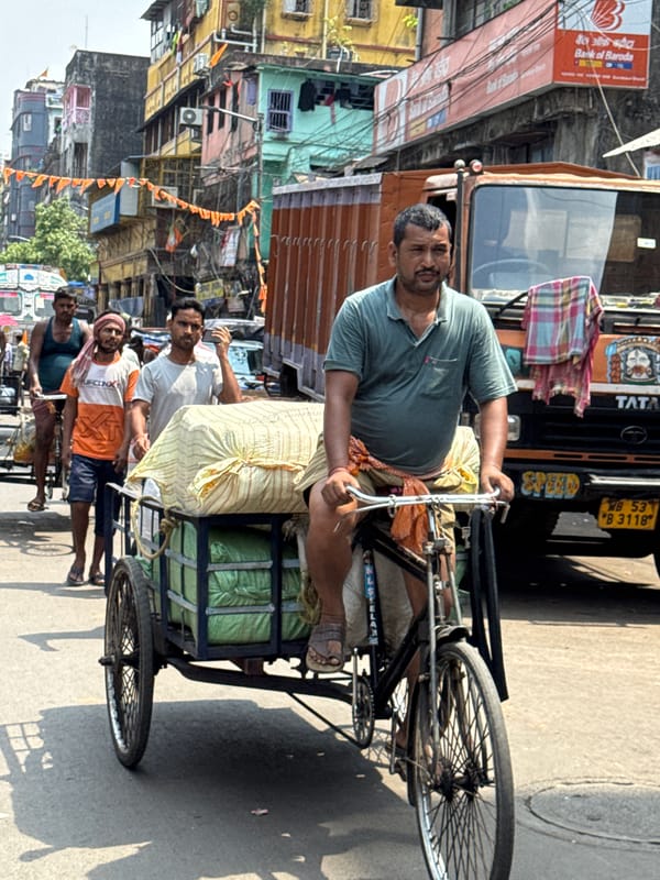 Early morning street commerce scenes captured across Kolkata
