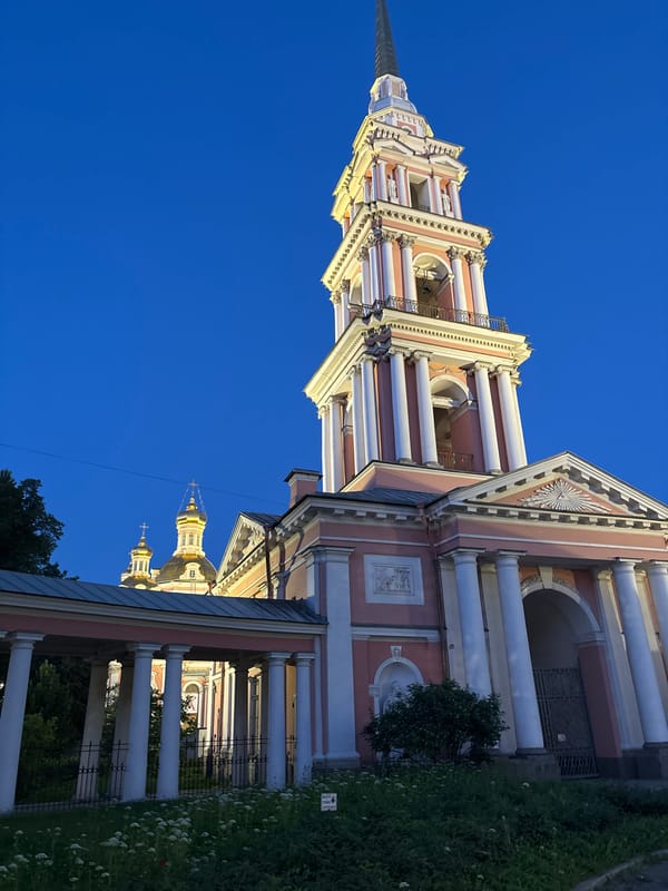 Saint Petersburg at dusk, cathedrals and street scenes
