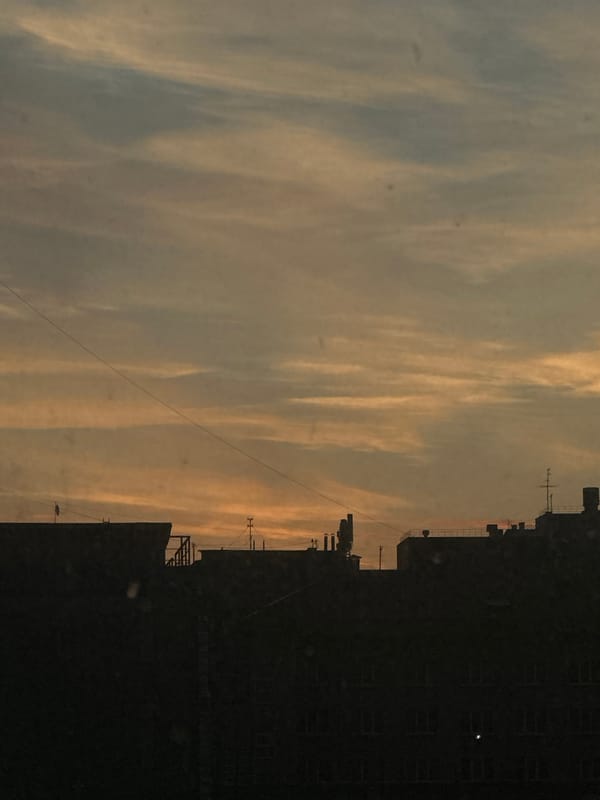 Sunset observed over Perm, Russia cityscape