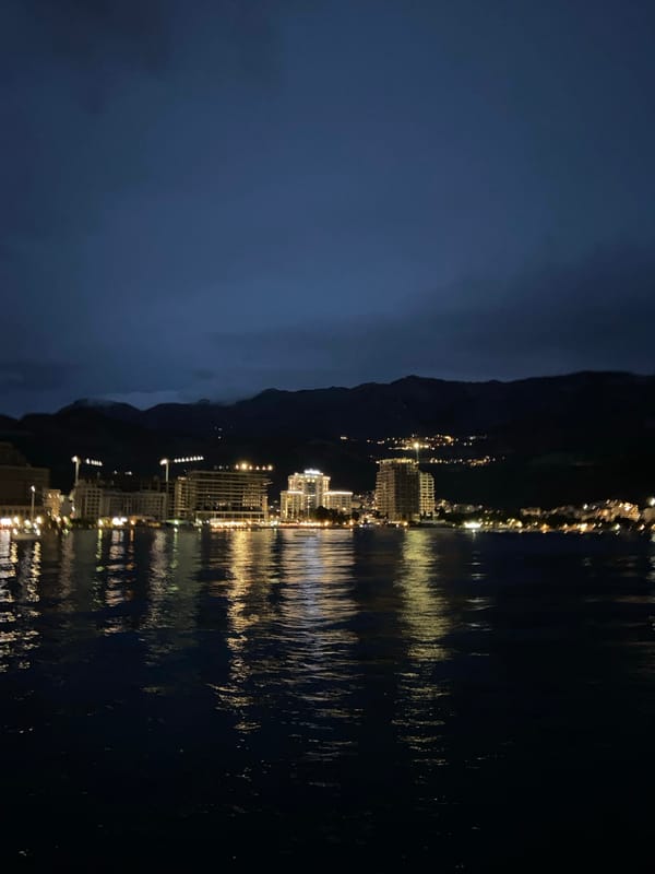 Evening scenes captured in Budva Montenegro waterfront district
