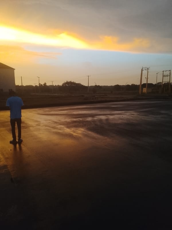 Two people observed in different poses during evening hours