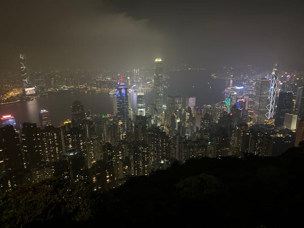 Hong Kong nighttime skyline captured from high vantage point