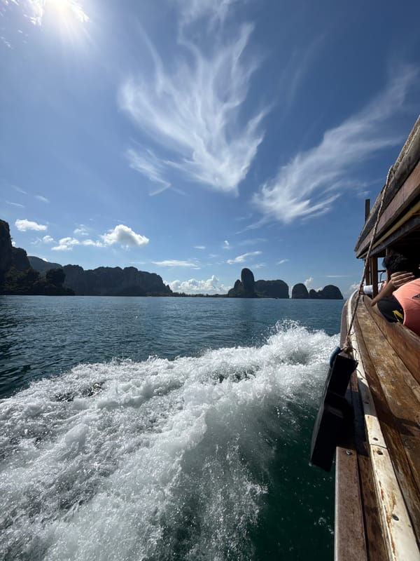 Boat tour around Thailand's limestone karsts near Ao Nang