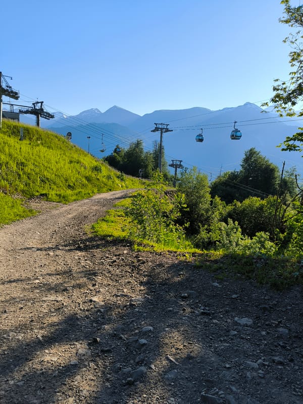 Summer afternoon at a mountain resort area in Estosadok