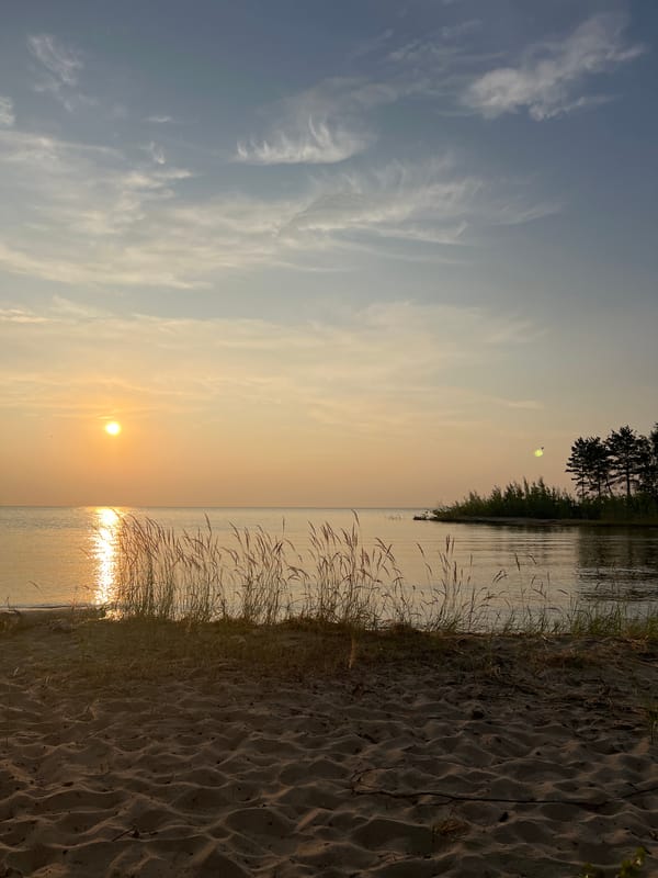 Quiet lakeside sunset at Borovoe, Russia