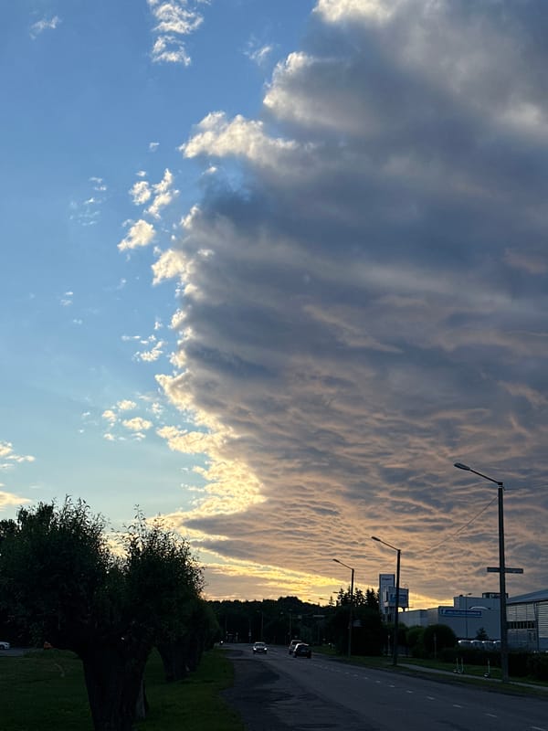 Dramatic evening sky over Tallinn, clouds and golden light