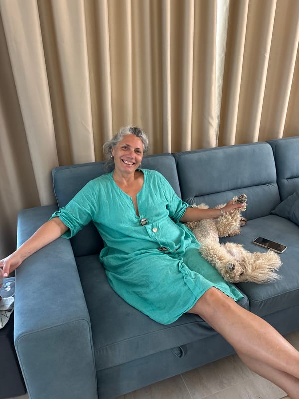 Lazy afternoon at home in Lozenets with a poodle and backyard whale