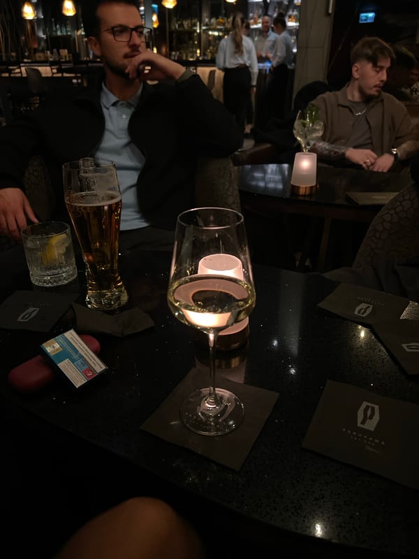 Evening drinks captured at Warsaw bar with city views