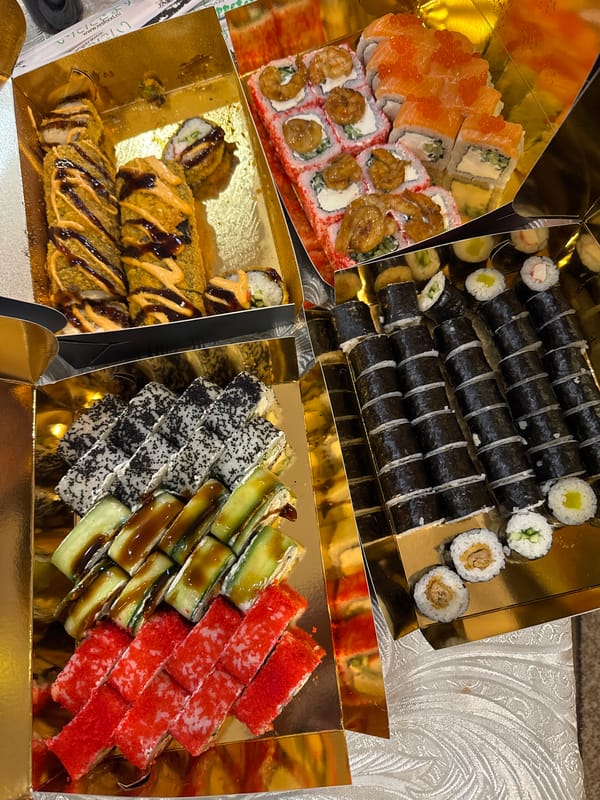 Sushi display documented in Yerevan, Armenia