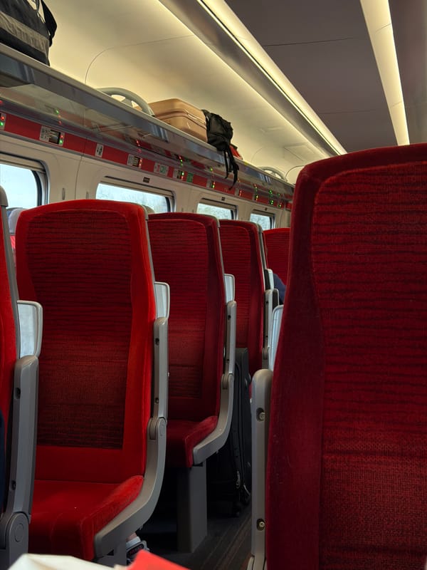 Train passenger documents carriage interior in Doncaster