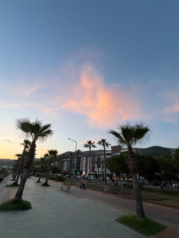 Sunset scenes captured across Alanya beaches and streets