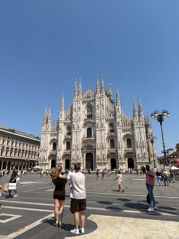 Milan's Duomo gleams under a bright summer sky