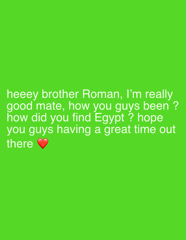 Personal message exchanged in Tangier asking about Egypt trip