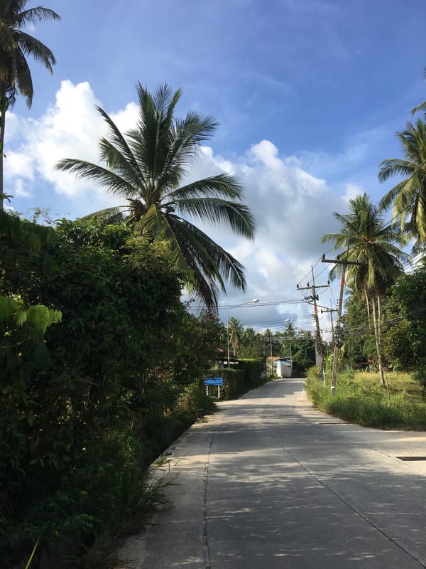 Tropical road scene documented in Baan Tai, Thailand