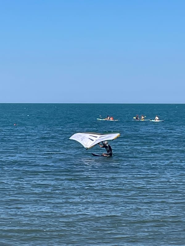 Wing surfing and paddleboarding on the Black Sea in Sochi