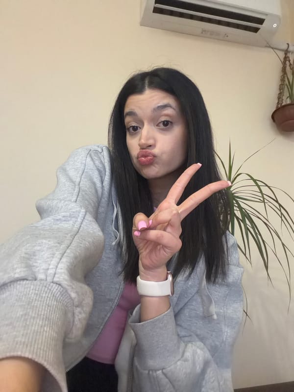 Woman takes peace sign selfie in Pazardzhik