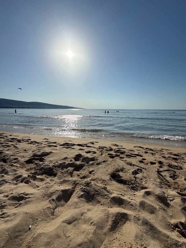 Quiet summer morning on a Nesebar beach, Black Sea coast