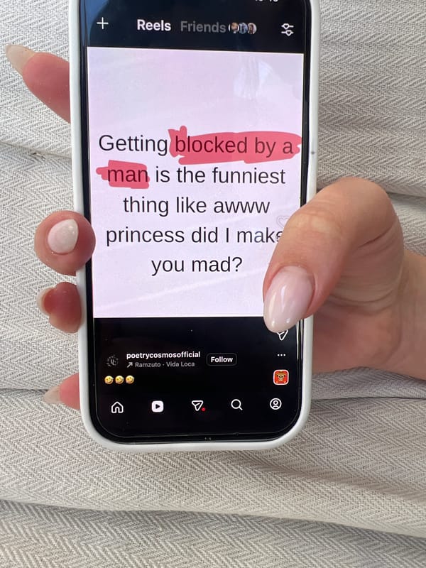 TikTok user views reel about men blocking women online