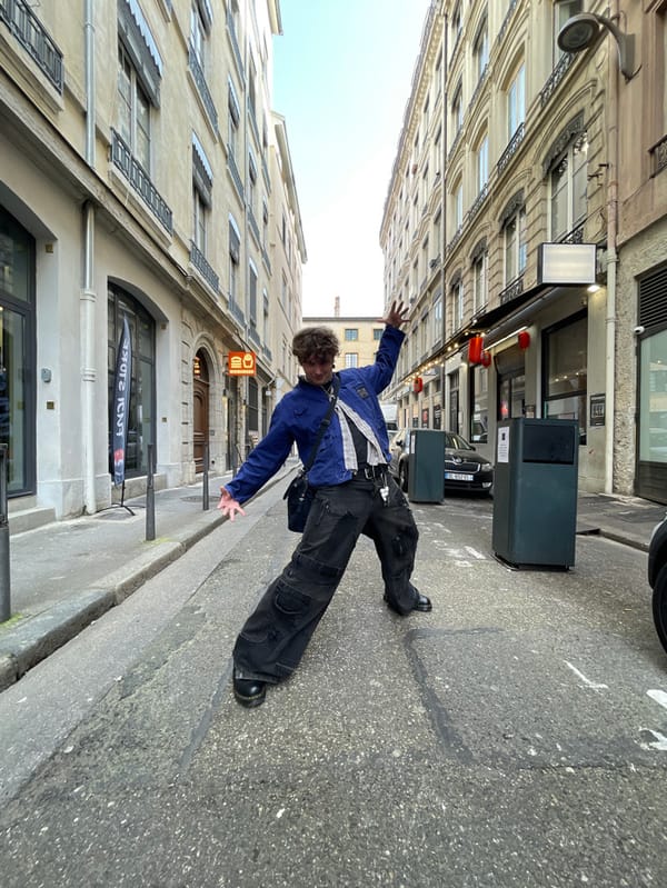 Young man explores Lyon shops, cafes, arcades during morning tour