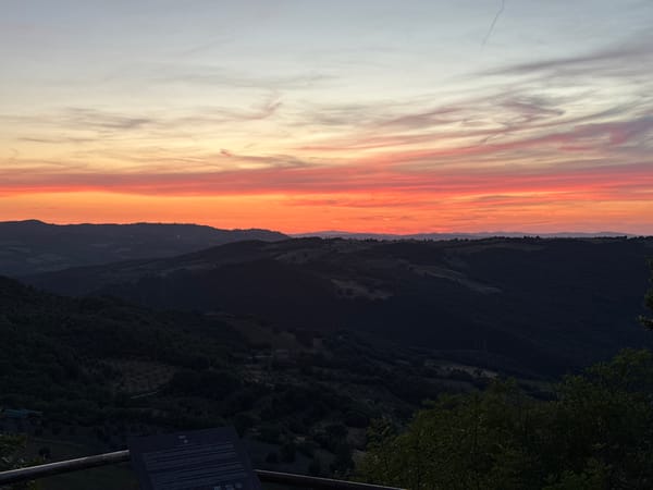 Sunset captured in wide-angle photograph at Castiglione d'Orcia, Italy