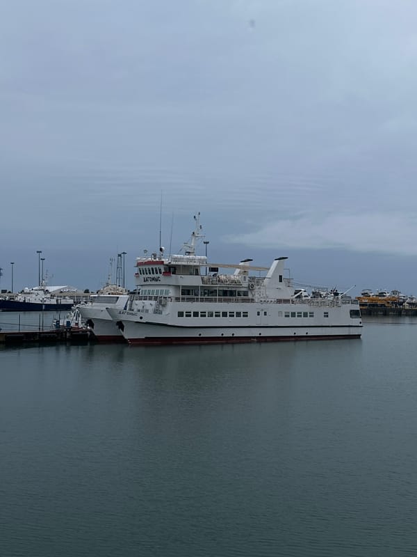 Routine harbor activity documented in Sochi during overcast afternoon