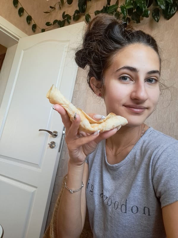 Woman documents quiet morning routine with dog in Bulgarian village