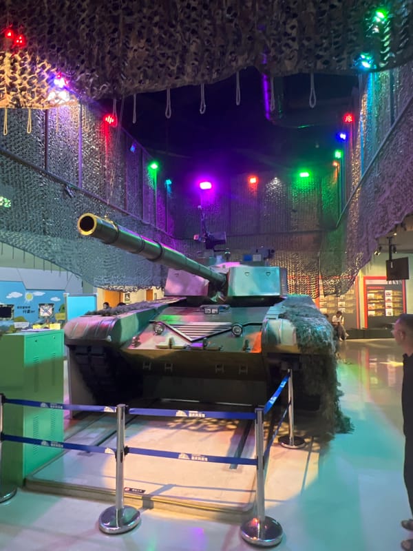 Military tanks and historical models on display in Chongqing museum