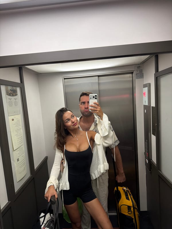 Mirror selfies around a Verona hotel, one summer morning