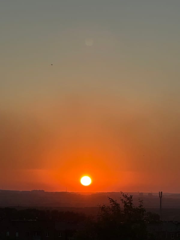 Novokuznetsk sunset, backyard evening, summer 2026