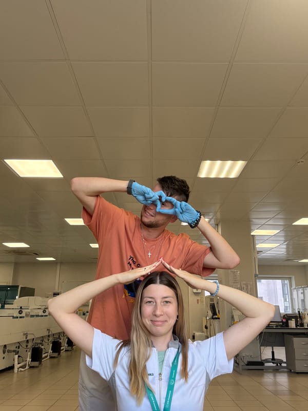 Moscow clinic lab staff mix work and goofing off