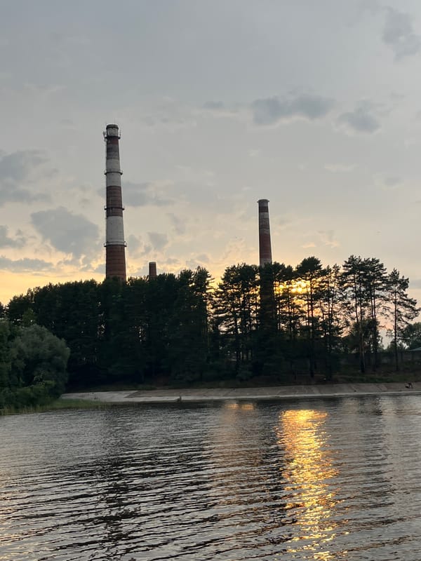 Sunset on the Kama River, with a casual portrait nearby