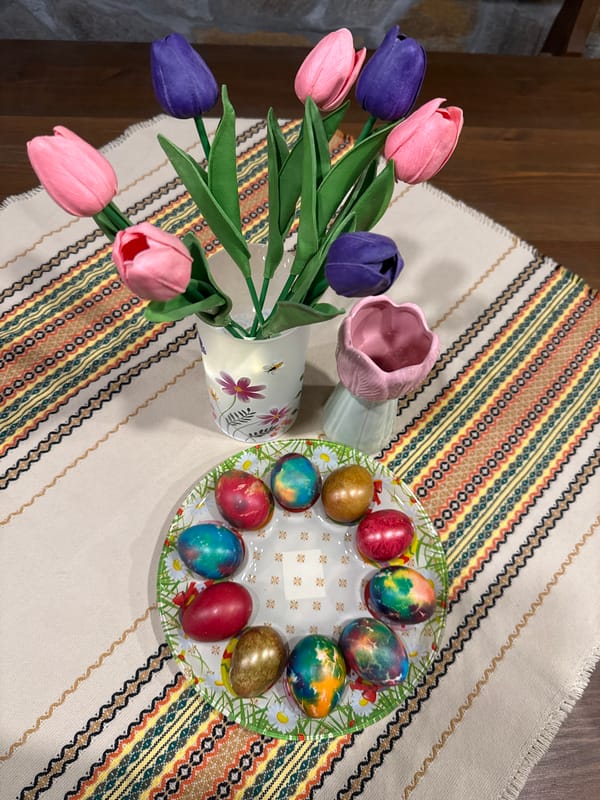 Easter display captured in Lukovit, Bulgaria home