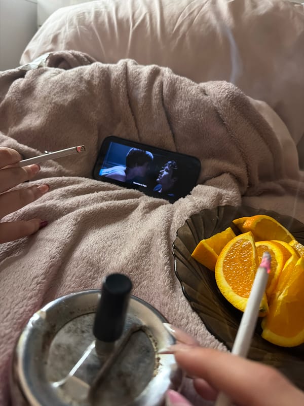 Evening snack captured in Veliko Tarnovo bedroom setting
