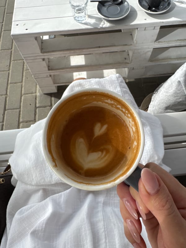 Coffee break captured at urban outdoor cafe