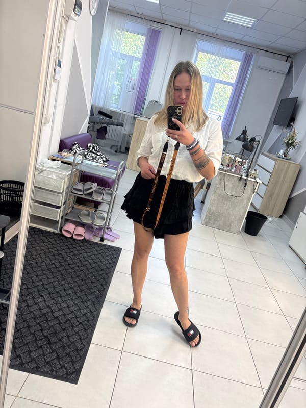 Woman takes morning selfies in Perm apartment