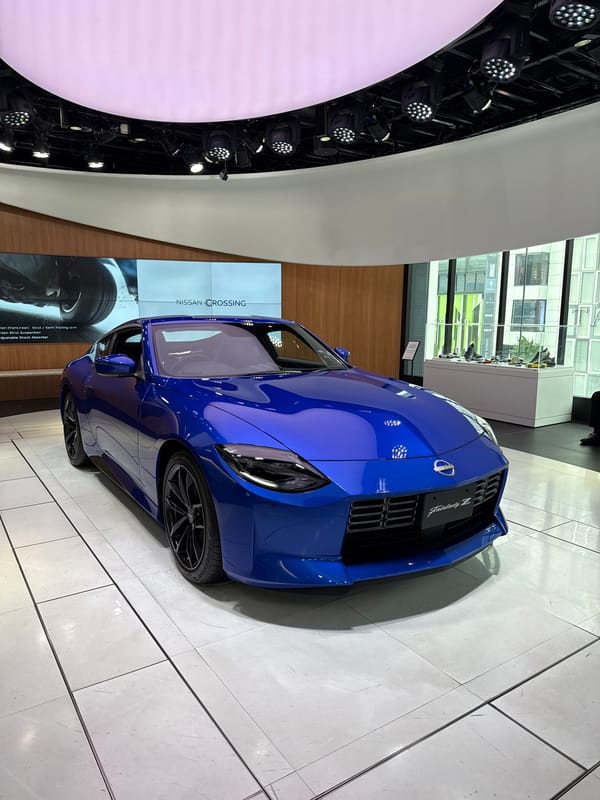 Nissan showroom draws crowds in Chuo, Japan